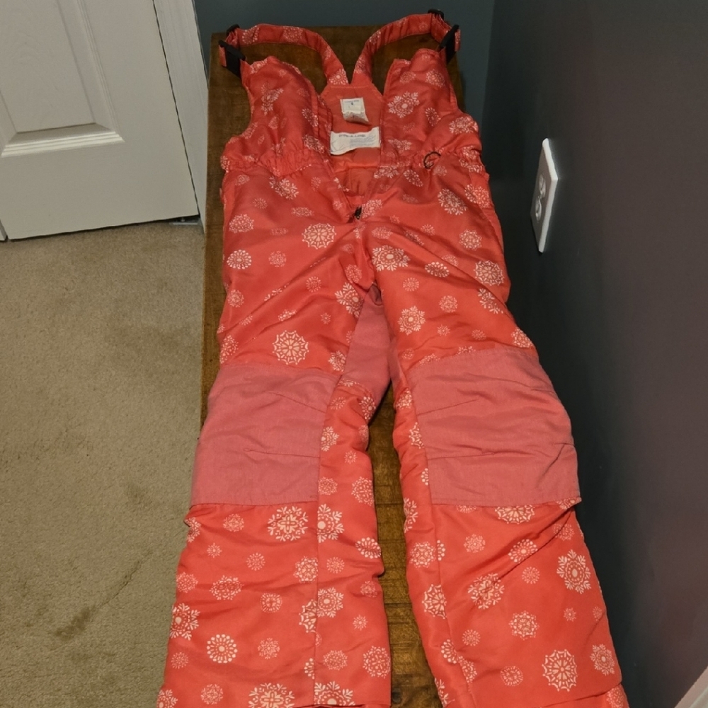 Youth Coral Snowflake Print Snowsuit Jumpsuit Lands End Sz 8